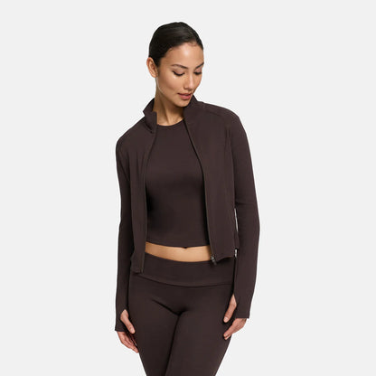 Cotton Body Fitted Zipper Jacke